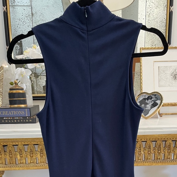 Torn by Ronny Kobo Navy Blue Asymmetrical Bottom Ruffle Midi Dress Size XS - Picture 6 of 10